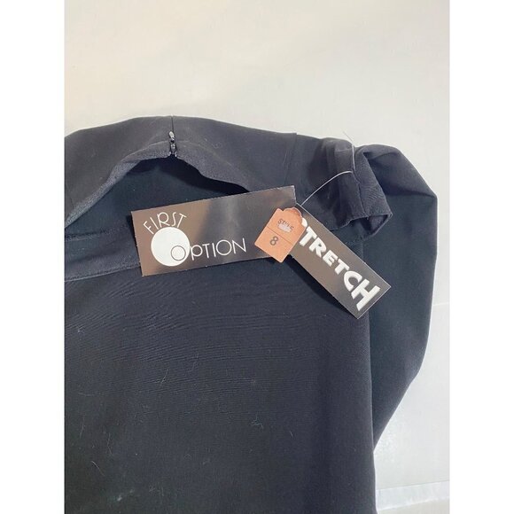 First Option Black A-Line Maxi Skirt Waist Tie Stretchy Women's Size 8 NWT - Picture 4 of 9